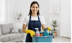 Agent Cleanfast avec son matériel de nettoyage