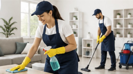 Équipe Cleanfast réalisant un nettoyage professionnel