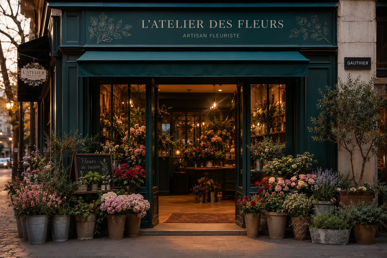 Devanture de L’Atelier des Fleurs à Gauthier