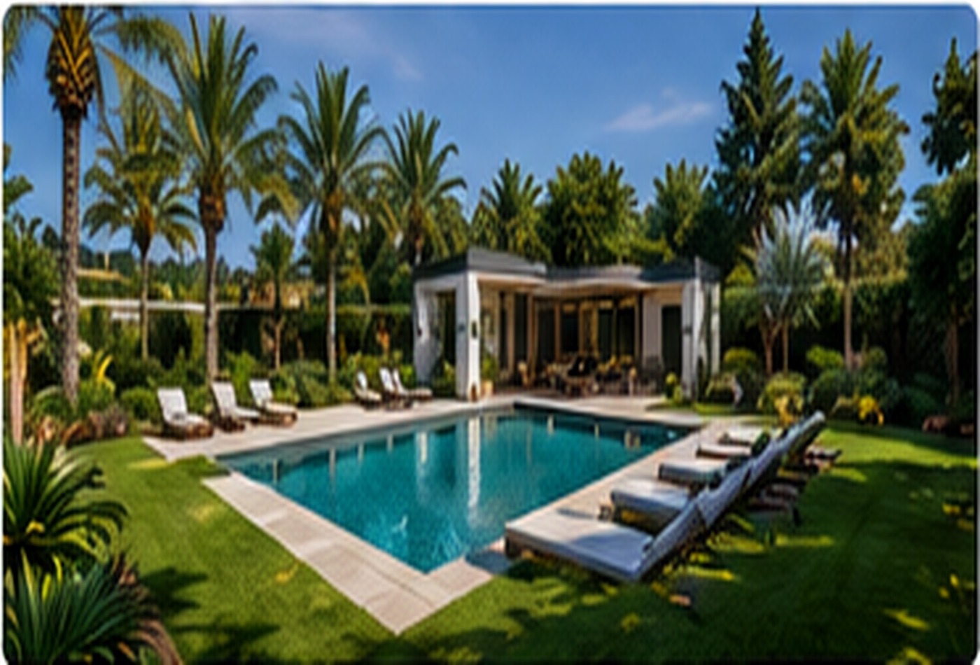 Piscine intégrée dans un jardin paysager