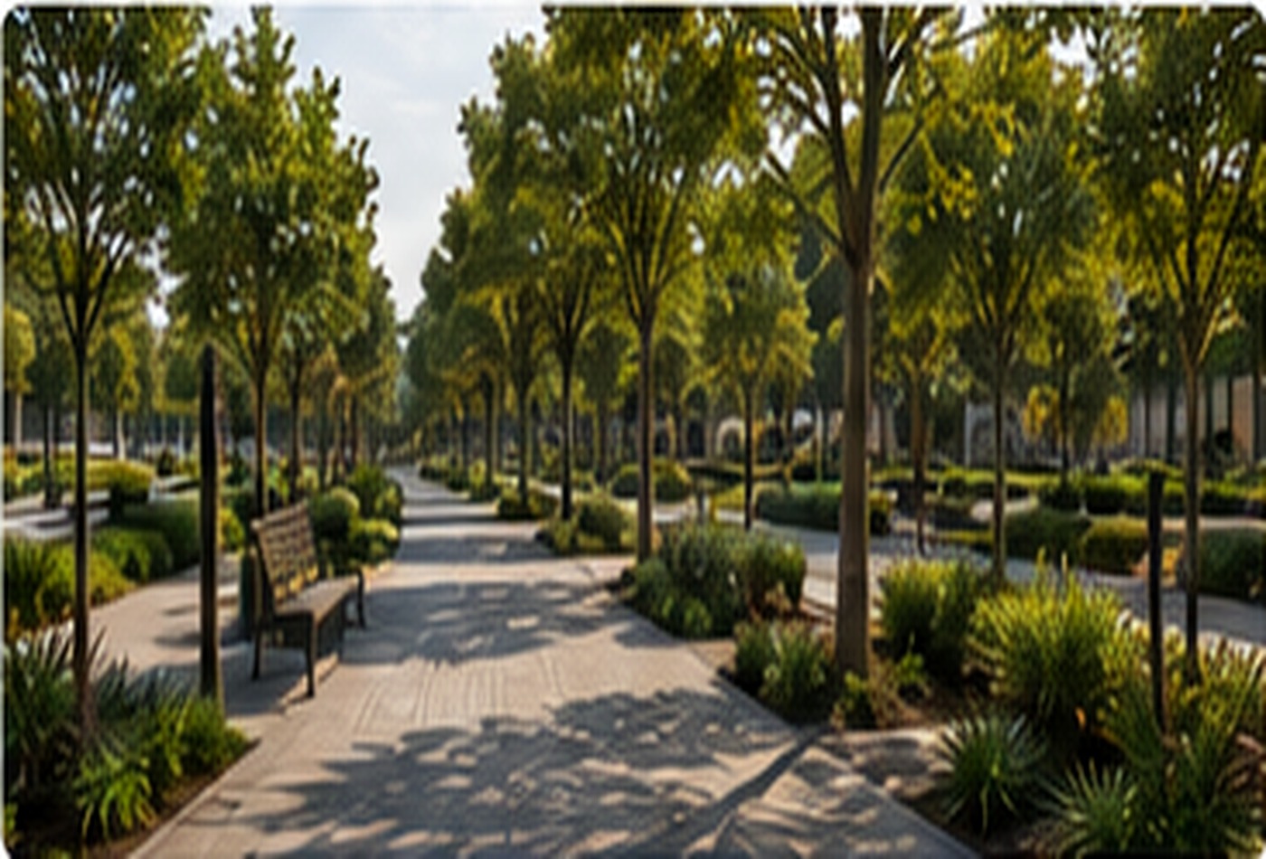 Espace public arboré et paysager